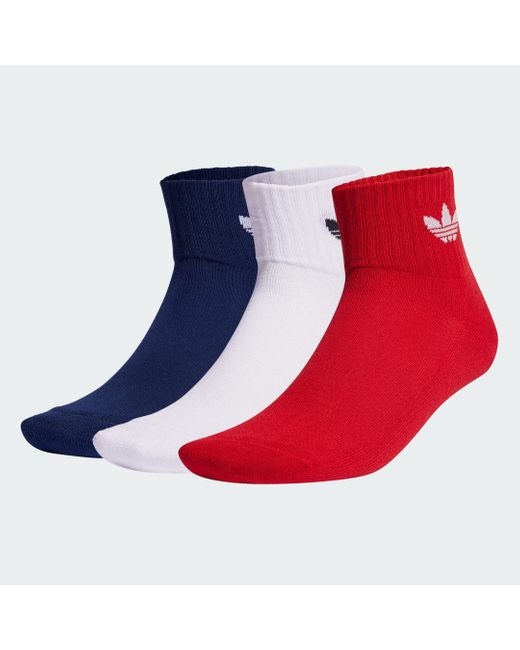 Calze Mid-Cut (3 paia) di Adidas in Red