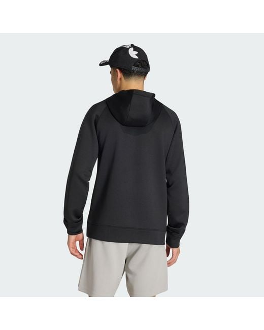 Adidas Black Trefoil Essentials Spacer Hoodie for men