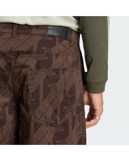 Adidas Brown Monogram Jorts for men