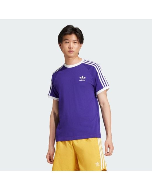 Adidas Purple Adicolor Classics 3-Stripes T-Shirt for men