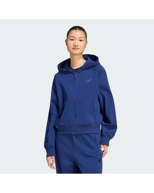 Adidas Originals Blue Kit Small Logo Full Zip Hoodie