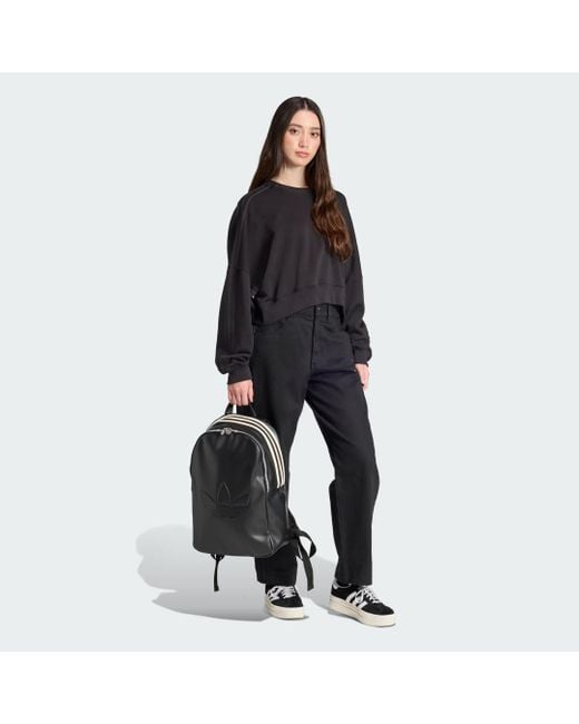 Adidas Black Polyurethane Backpack Outline Trefoil