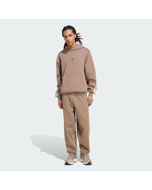 Adidas Brown Kit 3-Stripes Hoodie for men