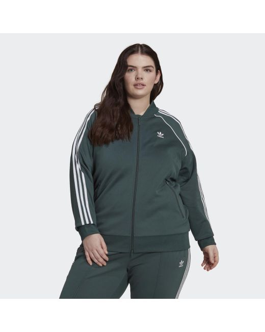 Adidas Green Primeblue Sst Track Top (plus Size)