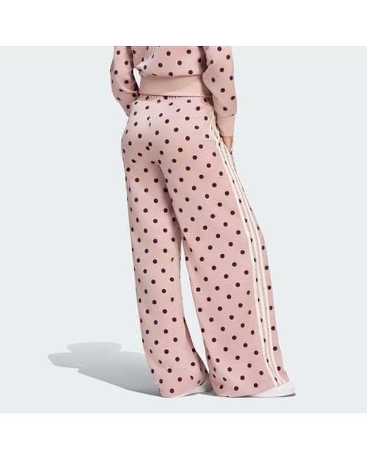Adidas Pink Satin Polka Dots Wide Leg Pant