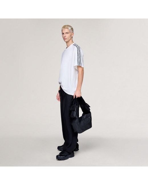 Camiseta Manga Larga Con Bordes Sin Rematar Y-3 3 Stripes Adidas de color White