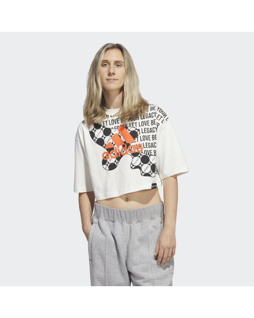 Adidas White Pride Cropped Graphic T-Shirt (Gender Neutral)