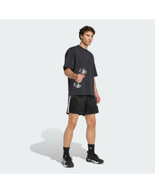 Adidas Black Workout Essentials Base 3-Stripes Pique Short 7Inch for men