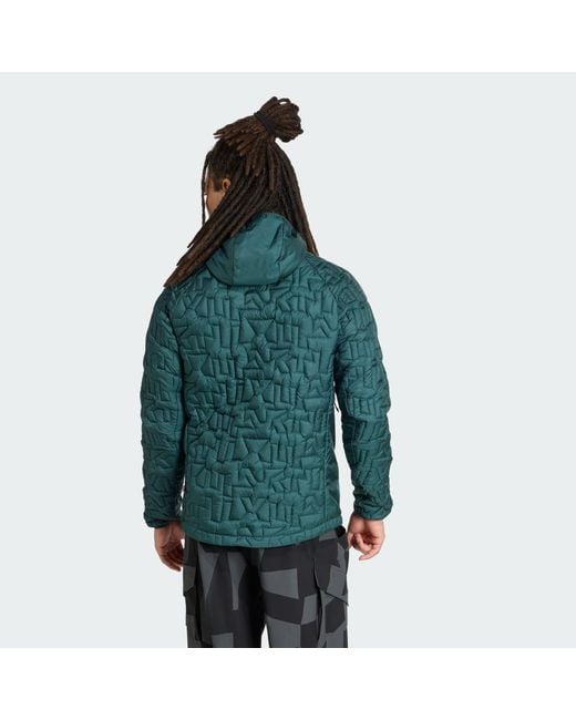 Adidas Green Terrex Xperior Primaloft Loose Fill Insulated Hooded Jacket for men