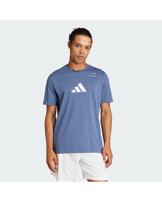 Adidas Blue Aeroready Tennis Category Graphic T-Shirt for men