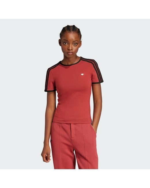 T-Shirt Originals Premium 3-Stripes Cali di Adidas in Red