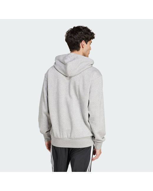 Adidas Gray Essentials Feel Cozy Fleece Sportswear Hoodie for men