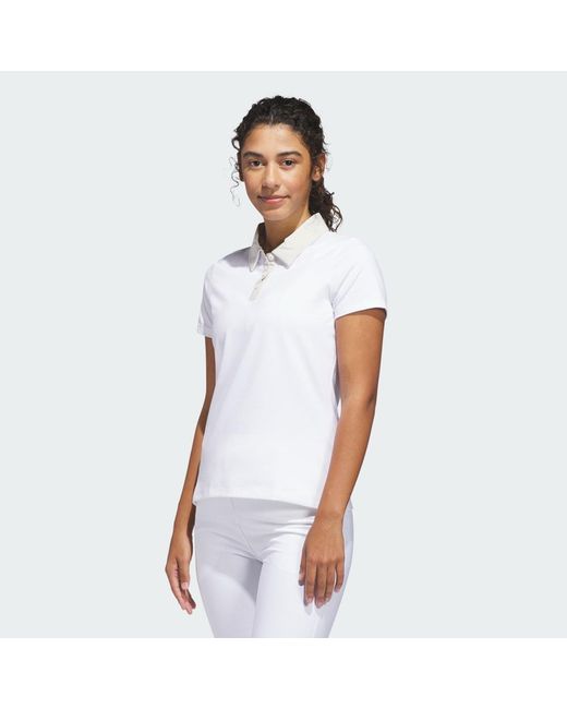 Adidas White Ultimate365+ Butterspun Grid Polo Shirt
