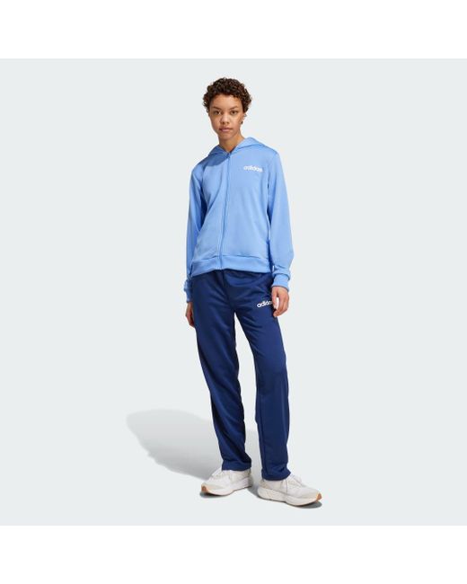adidas Essentials Linear Track Suit in Blue | Lyst UK