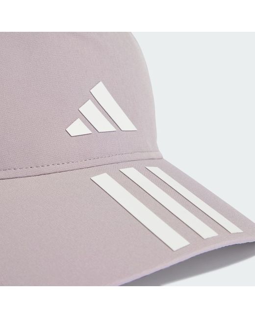 Adidas Purple 3-stripes Aeroready Running Training Baseball Cap