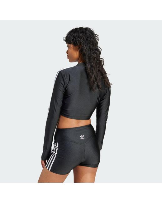 Adidas Black 3-stripes Cropped Long-sleeve Top