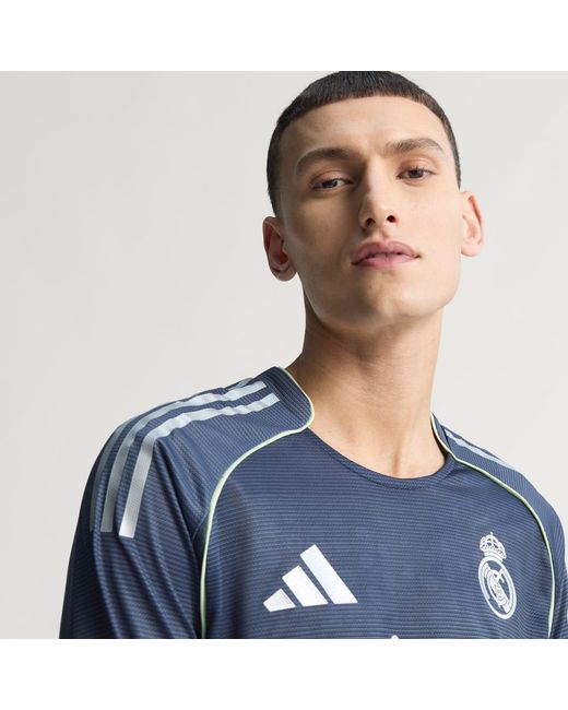 Adidas Blue Real Madrid 25/26 Long Sleeve Away Authentic Jersey for men