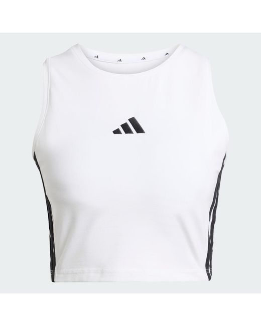 Adidas White Essentials 3-Stripes Padded Tank
