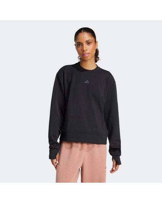 Adidas Black Designed-For-Training Warm-Up Crewneck Sweatshirt