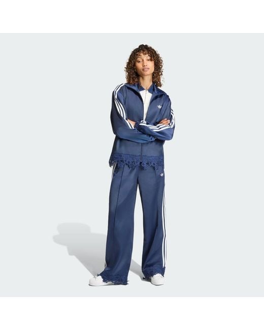 Adidas Blue Originals Satin Lace Firebird Track Top Loose