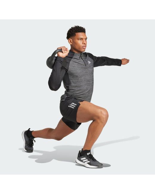 Adidas Black Gym+ Training 3-Stripes Woven Shorts for men