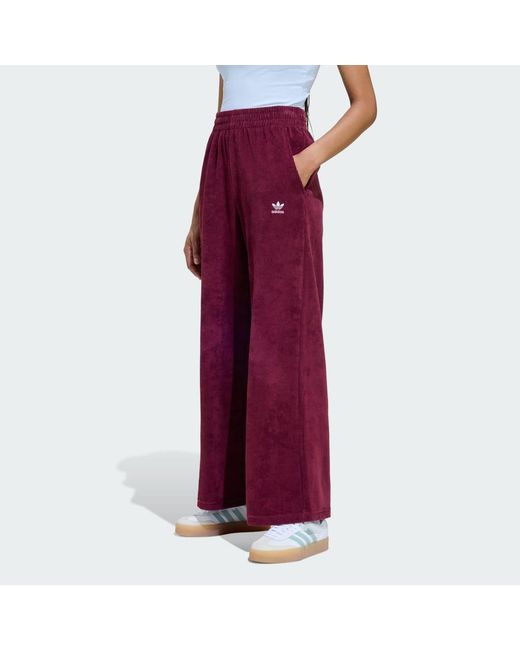 Adidas Red Essentials Chenile Track Joggers