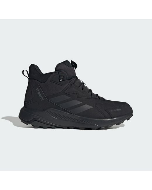 Adidas Black Terrex Anylander Leather Mid Climaproof Hiking Shoes for men