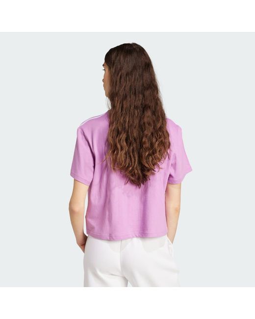 Adidas Purple Essentials 3-Stripes Single Jersey Crop Top