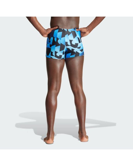 Adidas Blue Allover Print Swim Boxers for men