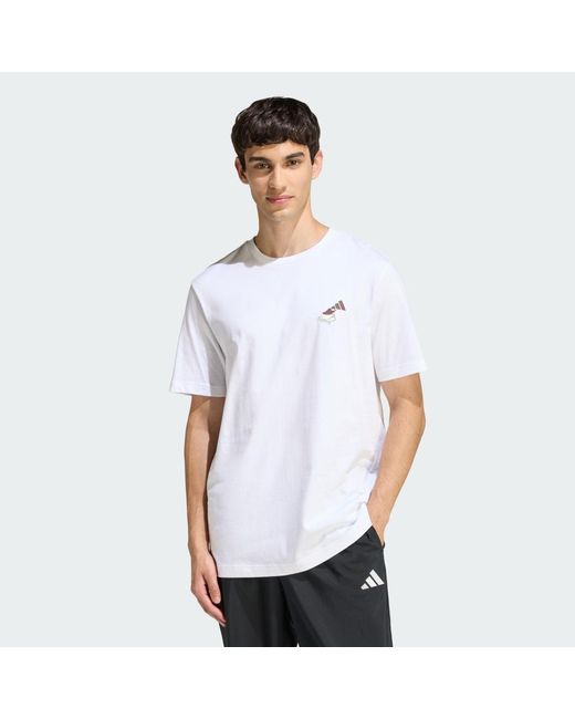 Adidas White Coffee Cafe Cheesecake Graphic T-Shirt for men