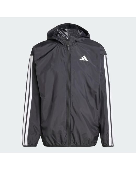 Adidas Gray Essentials 3-Stripes Windbreaker for men