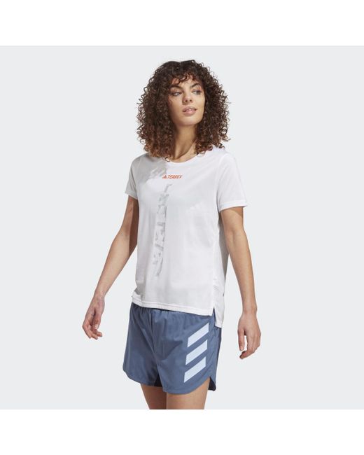 Adidas White Terrex Agravic Trail Running T-Shirt