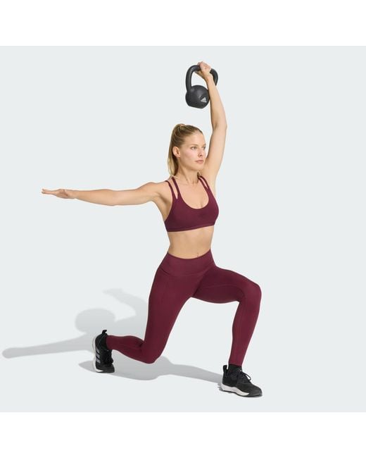 Adidas Red Optime Workout Full Length Leggings