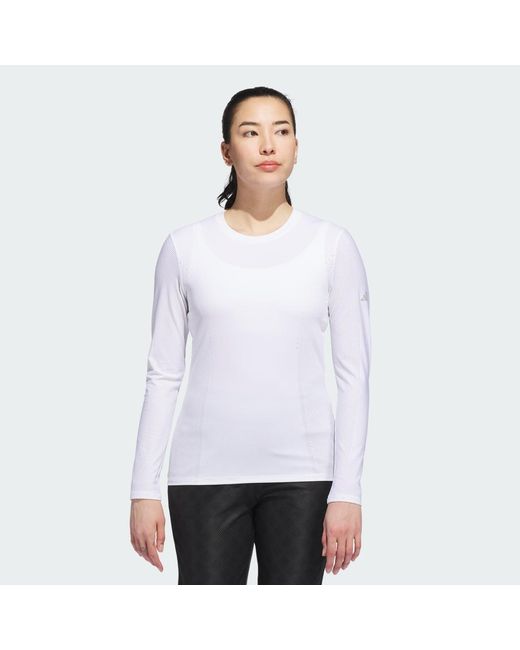 Adidas White Ultimate365 Tour Engineered Long Sleeve Slim Top