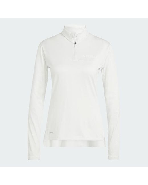 Adidas White Terrex Multi Half-zip Long Sleeve Long-sleeve Top