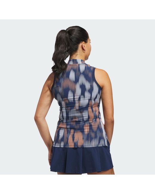 Adidas Blue Ultimate365 Tour Printed Sleeveless Polo