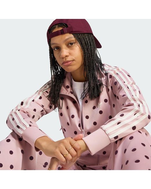 Adidas Pink Satin Polka Dots Tt Track Top