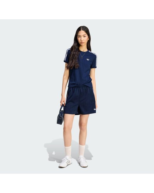 Adidas Blue Pinstripe Short Sleeve Slim T-Shirt