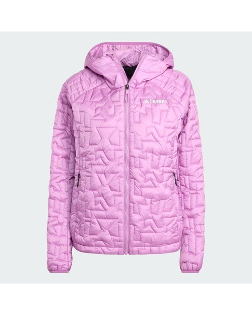 Adidas Purple Terrex Xperior Primaloft Loose Fill Insulated Hooded Jacket
