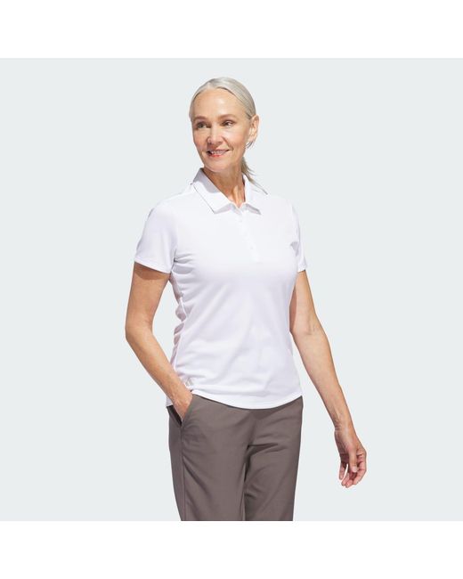 Adidas White Women's Solid Performance Short Sleeve Polo Shirt