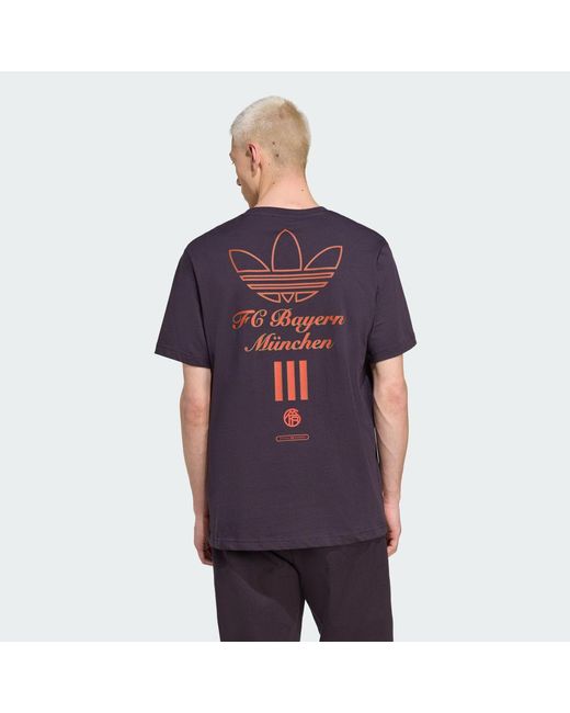 Adidas Purple Fc Bayern Terrace Icons Graphic T-Shirt for men