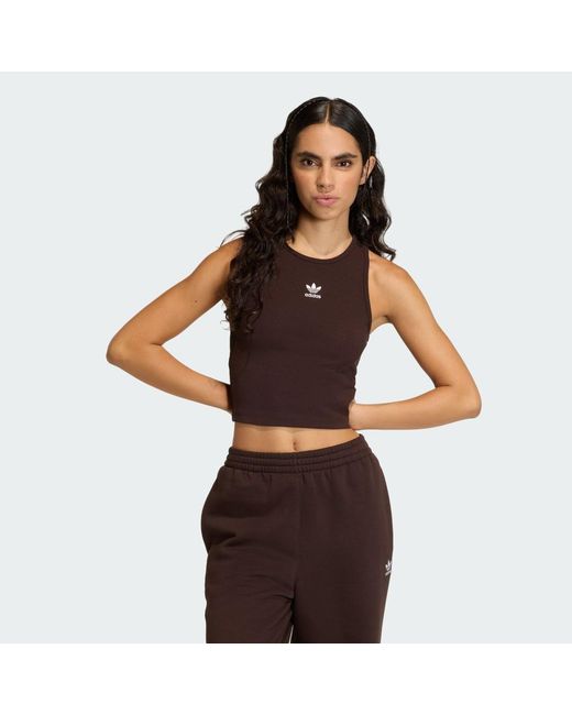 Adidas Brown Essentials Ribbed Tank Top