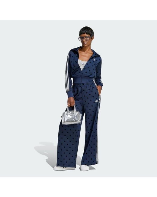 Adidas Blue Satin Polka Dots Tt Track Top
