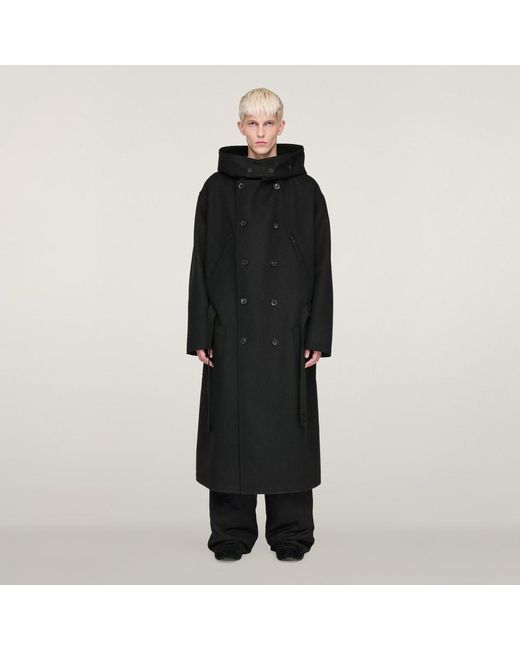 Adidas Black Y-3 Bonded Melton Coat for men