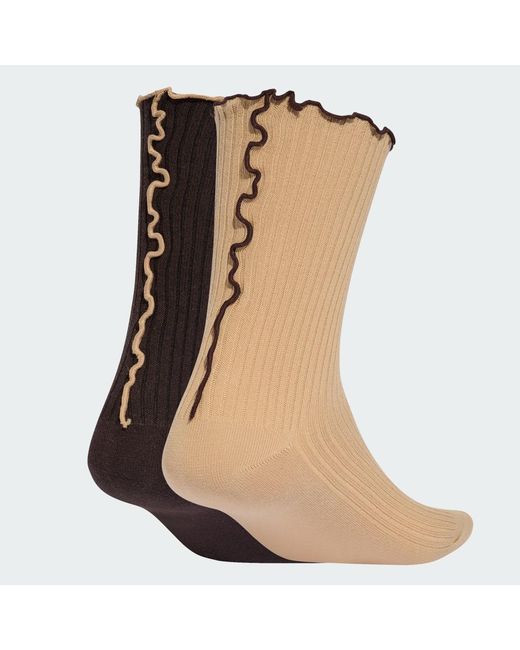 Adidas Brown Ruffle Crew Socks 2 Pairs