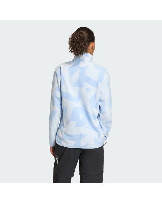 Adidas Blue Terrex Multi Printed Full-Zip Fleece Jacket