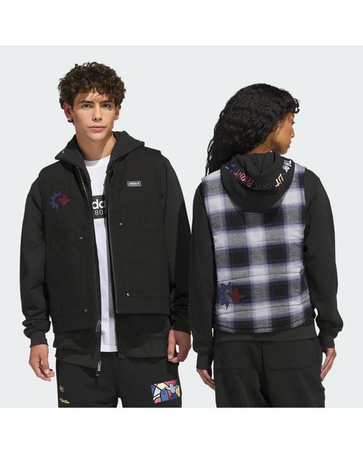 Adidas Black Skateboarding X Mark Gonzales Plaid Reversible Vest