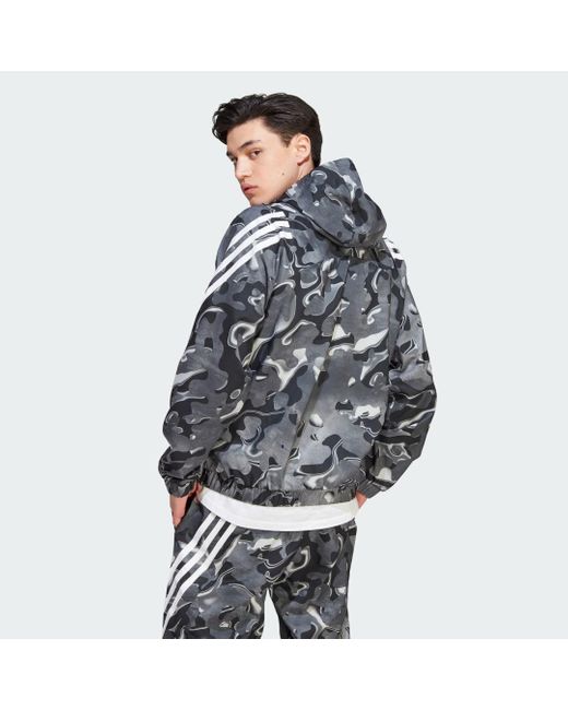 Adidas Gray Future Icons Allover Print Full-zip Hoodie for men