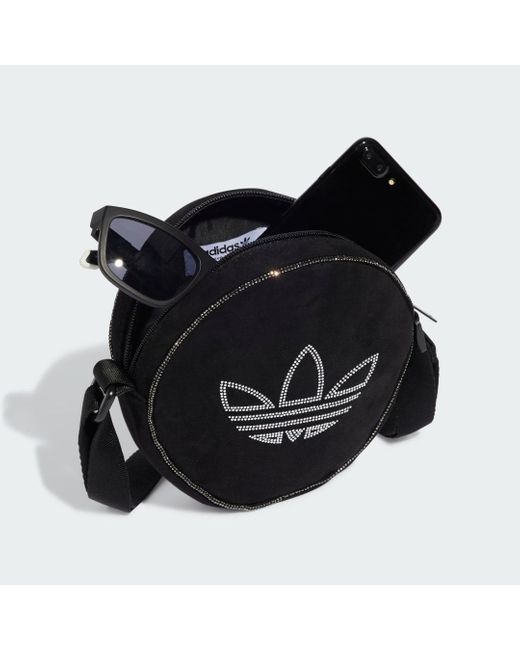 Adidas Black Rhinestones Fake Suede Round Bag