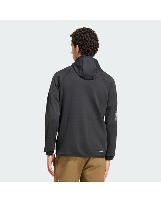 Adidas Black Terrex Xperior Climawarm+ Ventknit Fleece Hooded Jacket for men